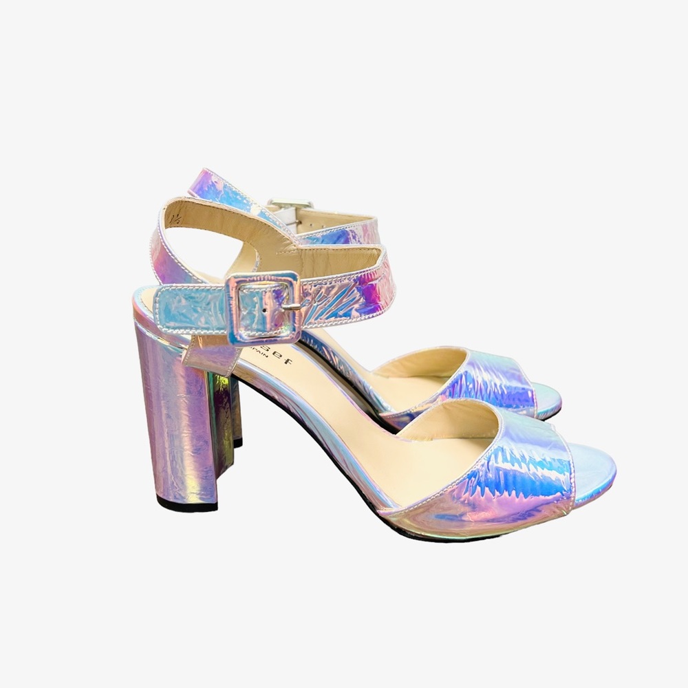 NEW Jon Josef Saffron lI Block Heel Metallic Sandal - Picture 3 of 6